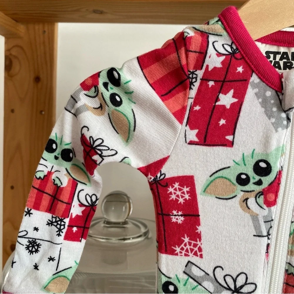 Star Wars Slumber Munki Munki Baby Yoda Christmas Bamboo Footie Pajamas 6-9m